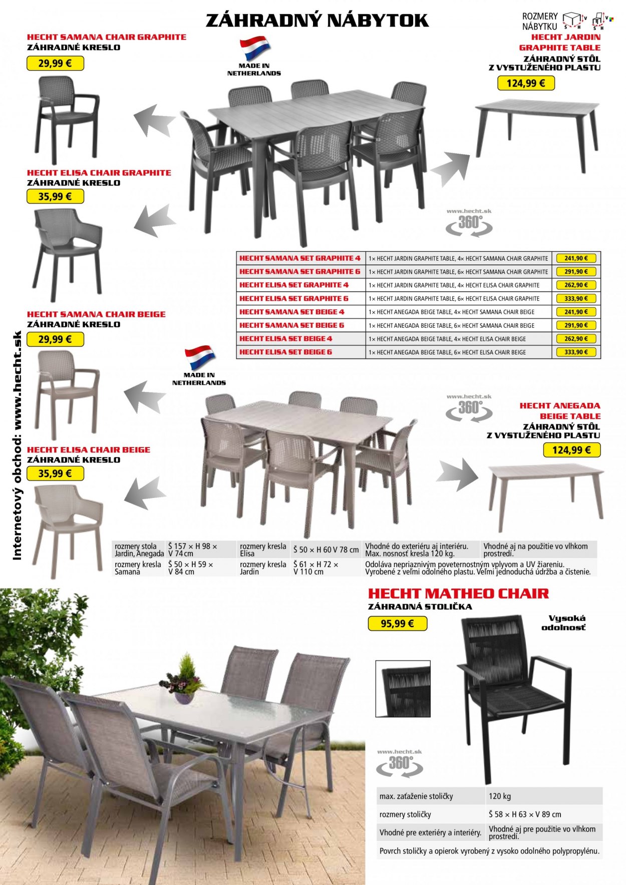 thumbnail - Leták Hecht - 14.8.2022 - 28.2.2023 - Produkty v akcii - Hecht, zahradný nábytok, stôl, záhradný stôl, stolička, kreslo, záhradná stolička, záhradné kreslo. Strana 106.