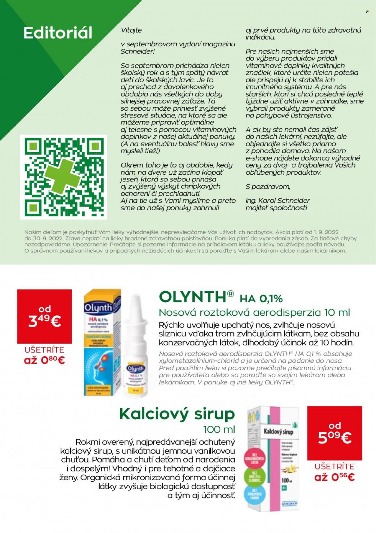 Leták Schneider Lekáreň - 1.9.2022 - 30.9.2022. Strana 2
