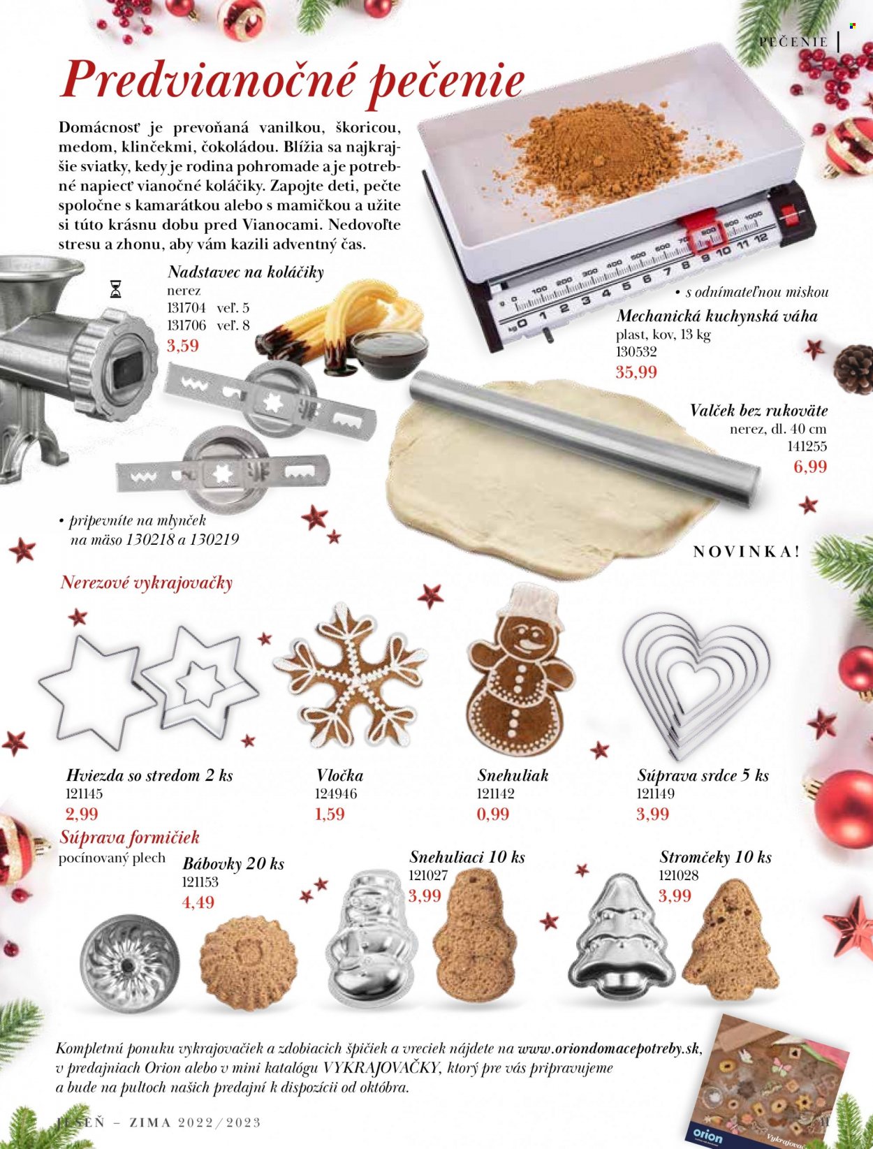 thumbnail - Leták Orion - Produkty v akcii - formičky, vykrajovač, valček na cesto, kuchynská váha, vianočná dekorácia. Strana 41.