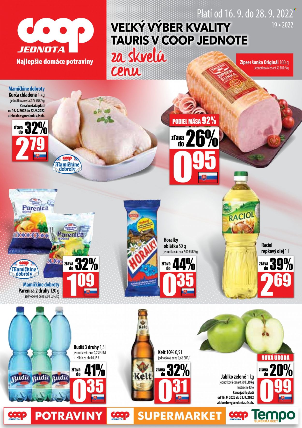 Leták COOP Jednota - 16.9.2022 - 28.9.2022. Strana 1