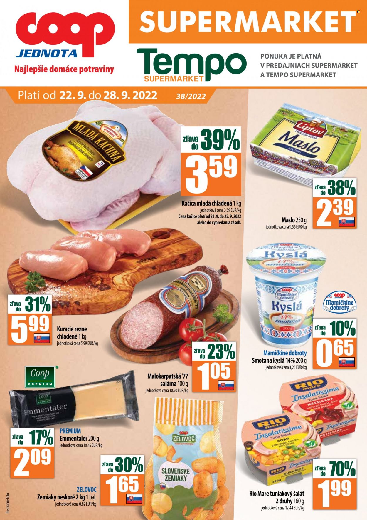 Leták COOP Jednota - 22.9.2022 - 28.9.2022. Strana 1