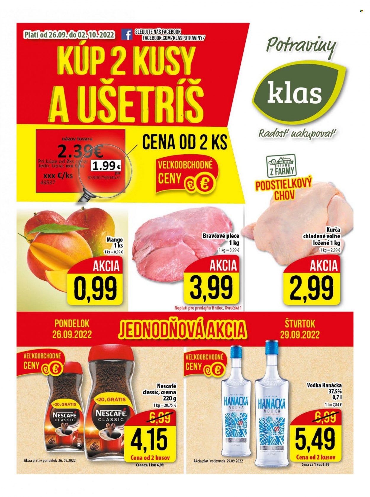 Leták Klas - 26.9.2022 - 2.10.2022. Strana 1