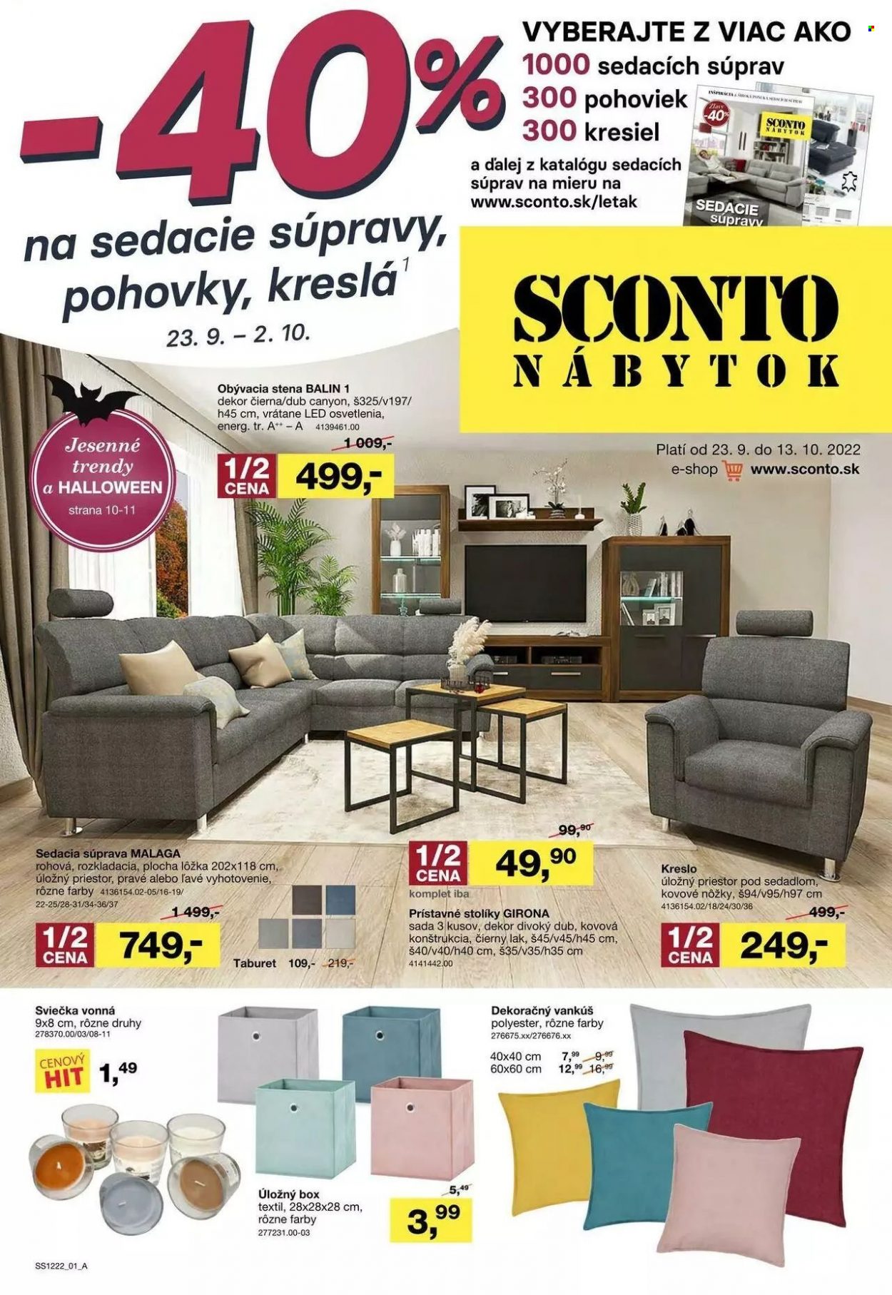 Leták Sconto nábytok - 23.9.2022 - 13.10.2022. Strana 1