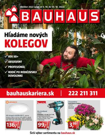 Leták Bauhaus - 3.10.2022 - 30.10.2022.