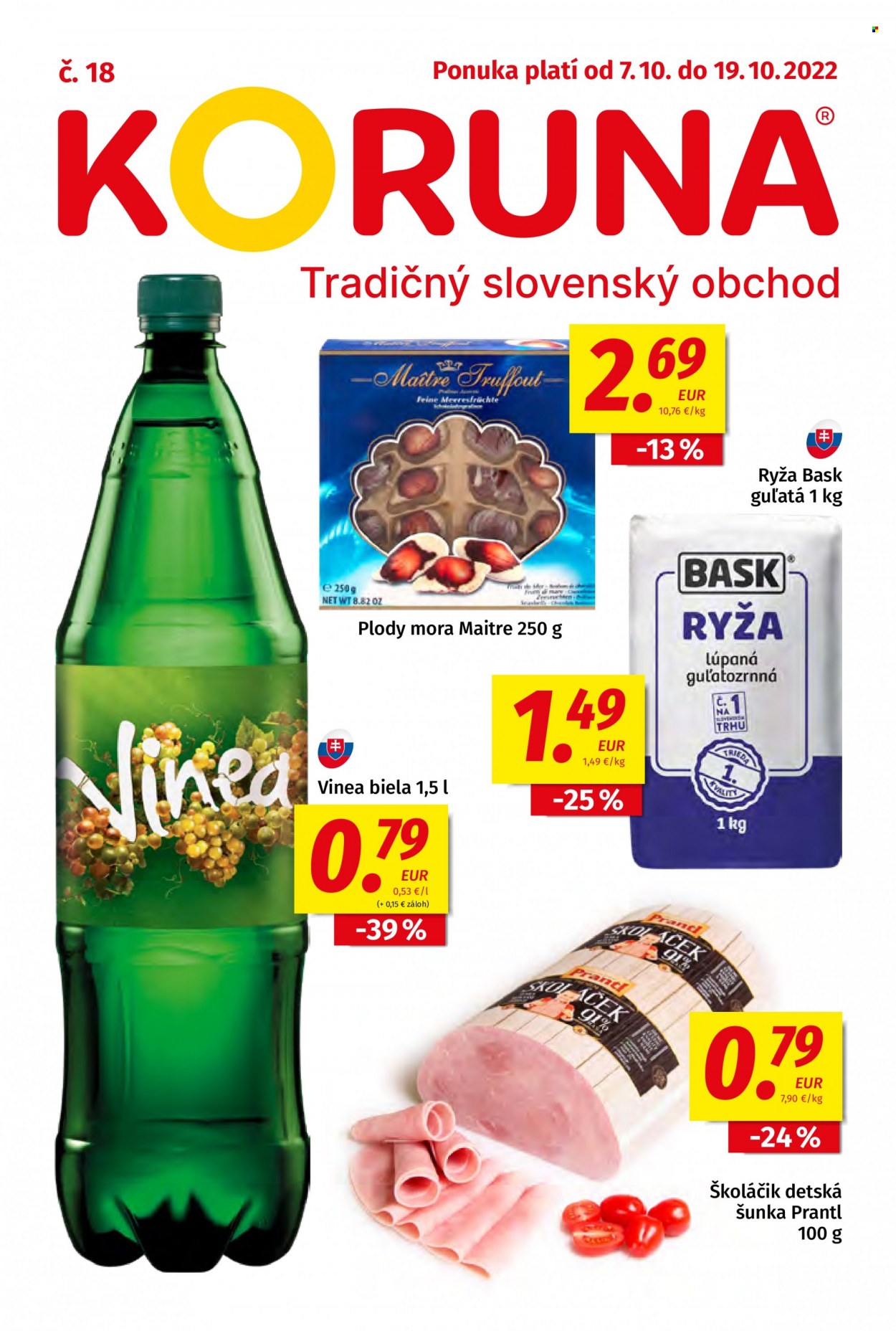 Leták Potraviny KORUNA - 7.10.2022 - 19.10.2022. Strana 1