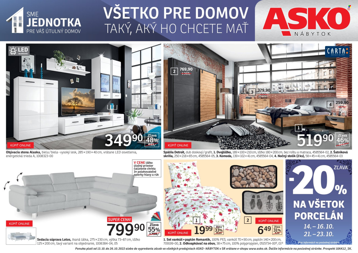 Leták Asko Nábytok - 13.10.2022 - 26.10.2022. Strana 1