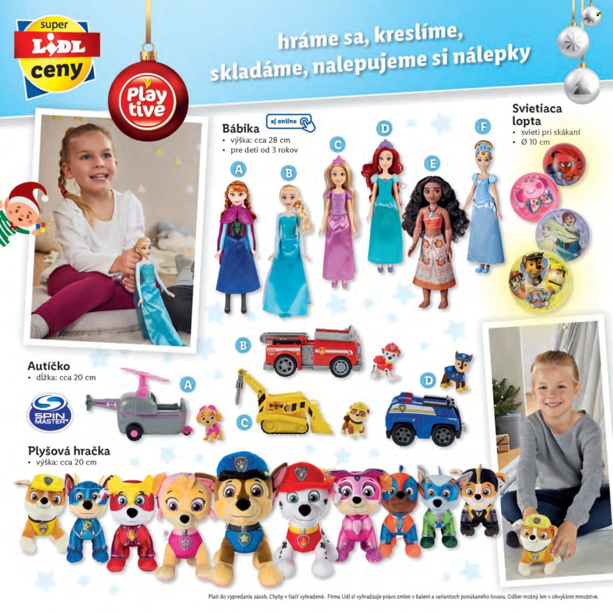 thumbnail - Leták Lidl - Produkty v akcii - samolepky, lopta, bábika, autíčko, plyšová hračka. Strana 44.