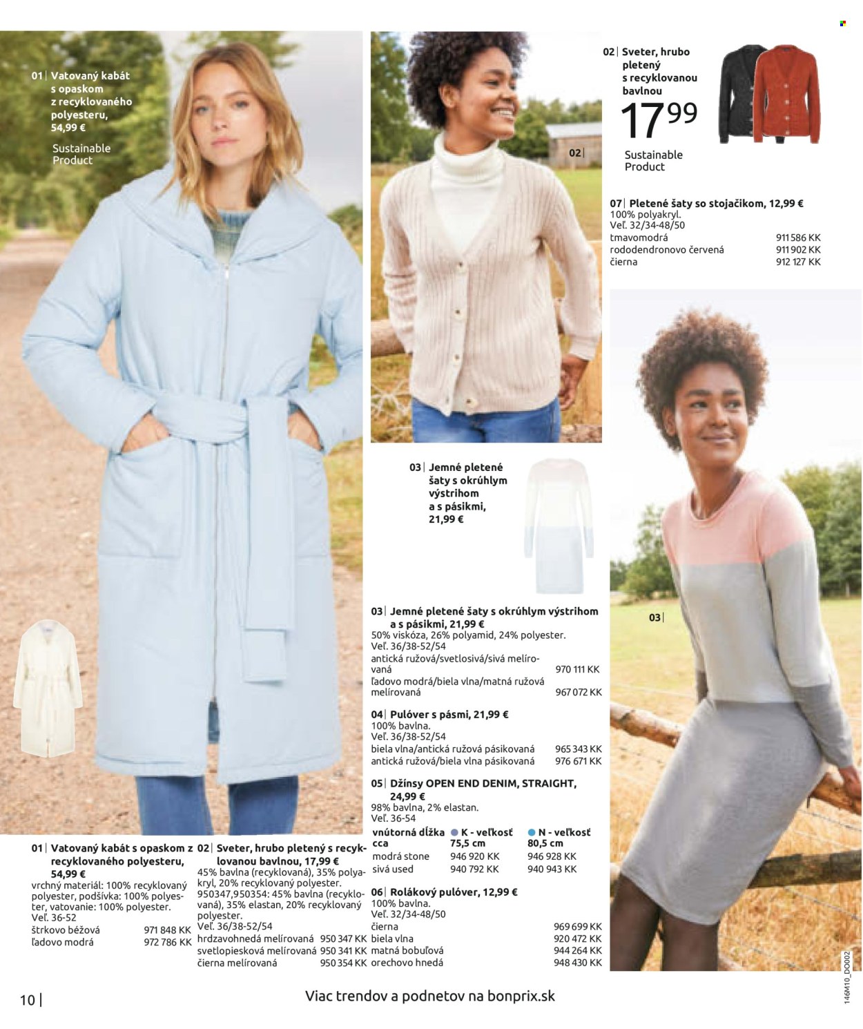 thumbnail - Leták Bonprix - 24.10.2022 - 11.2.2023 - Produkty v akcii - kabát, džínsy, nohavice, šaty, pletené šaty, pulóver, sveter. Strana 12.