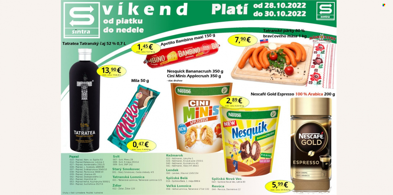 Leták Sintra - 28.10.2022 - 30.10.2022. Strana 1