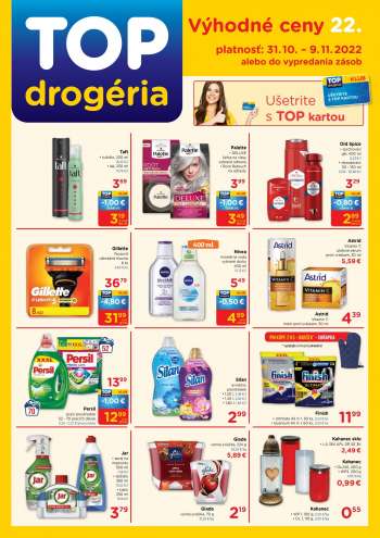 Leták TOP drogéria - 31.10.2022 - 9.11.2022.