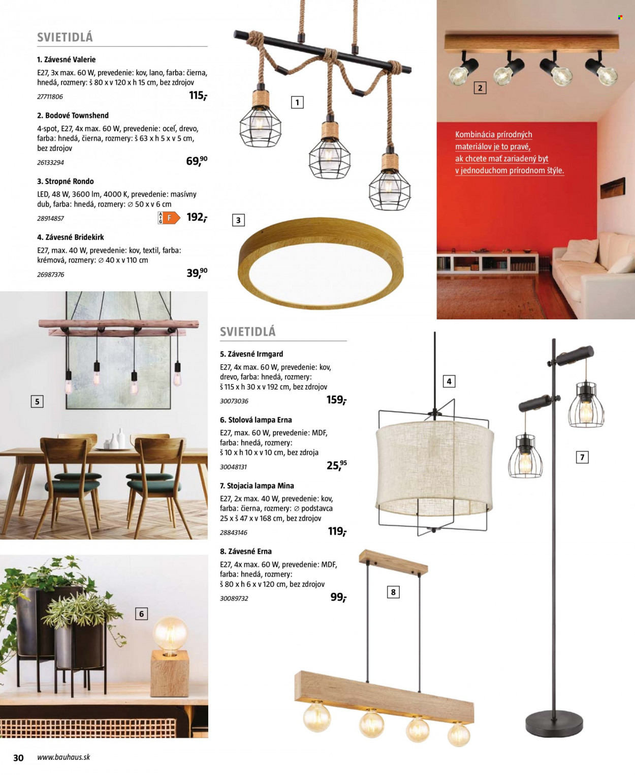 thumbnail - Leták Bauhaus - 5.11.2022 - 31.3.2023 - Produkty v akcii - lampa, svietidlo, stojanová lampa, stolná lampička. Strana 30.