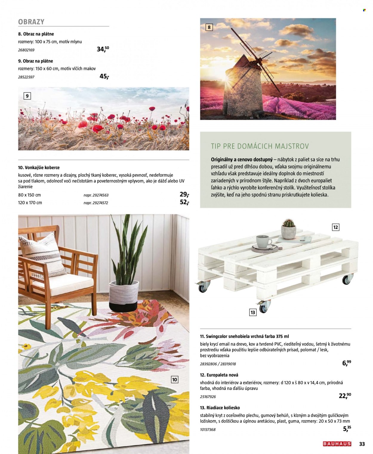 thumbnail - Leták Bauhaus - 5.11.2022 - 31.3.2023 - Produkty v akcii - obrazy, behúň, koberec, tkaný koberec. Strana 33.