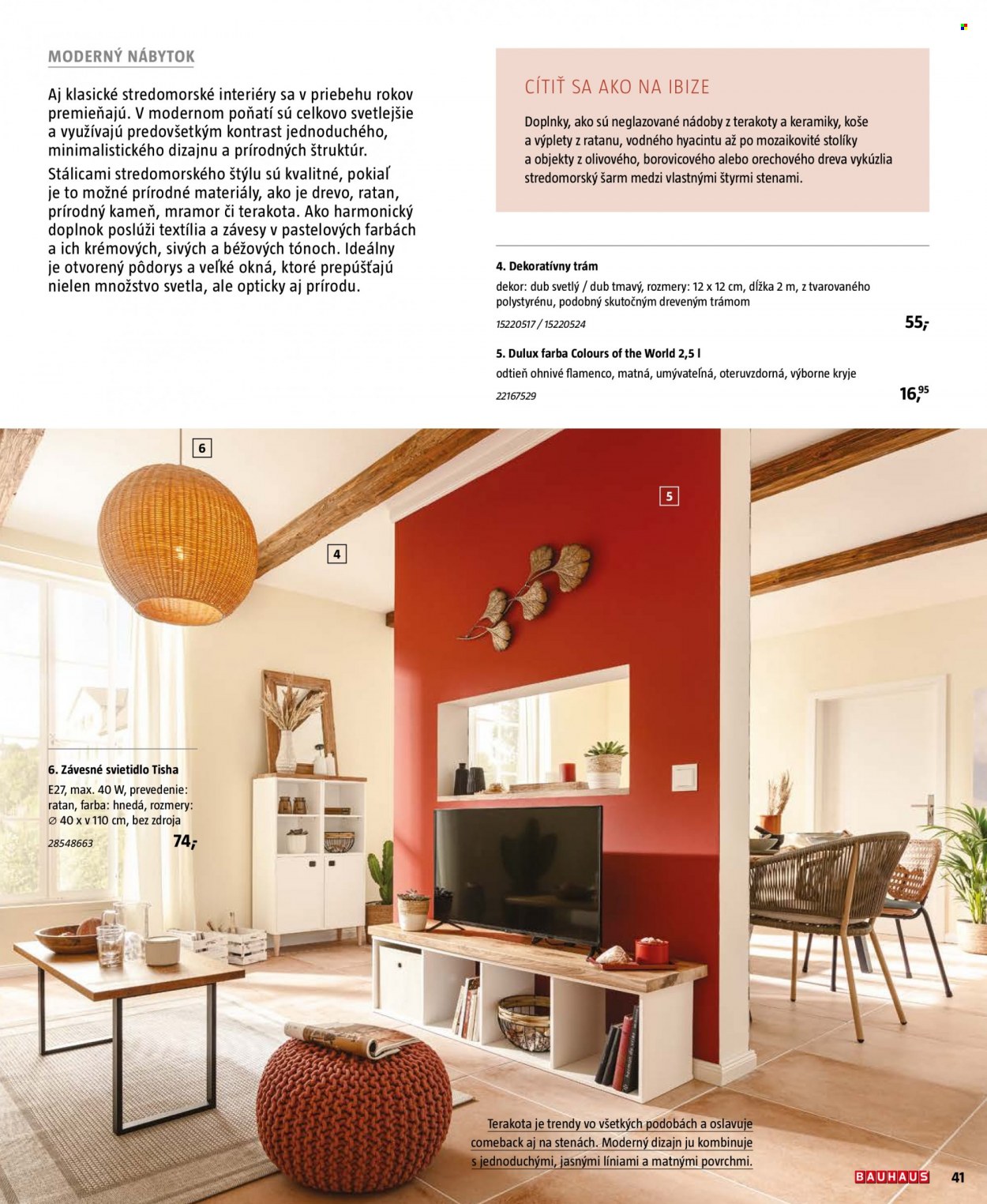 thumbnail - Leták Bauhaus - 5.11.2022 - 31.3.2023 - Produkty v akcii - Dulux, závesné svietidlo, svietidlo. Strana 41.