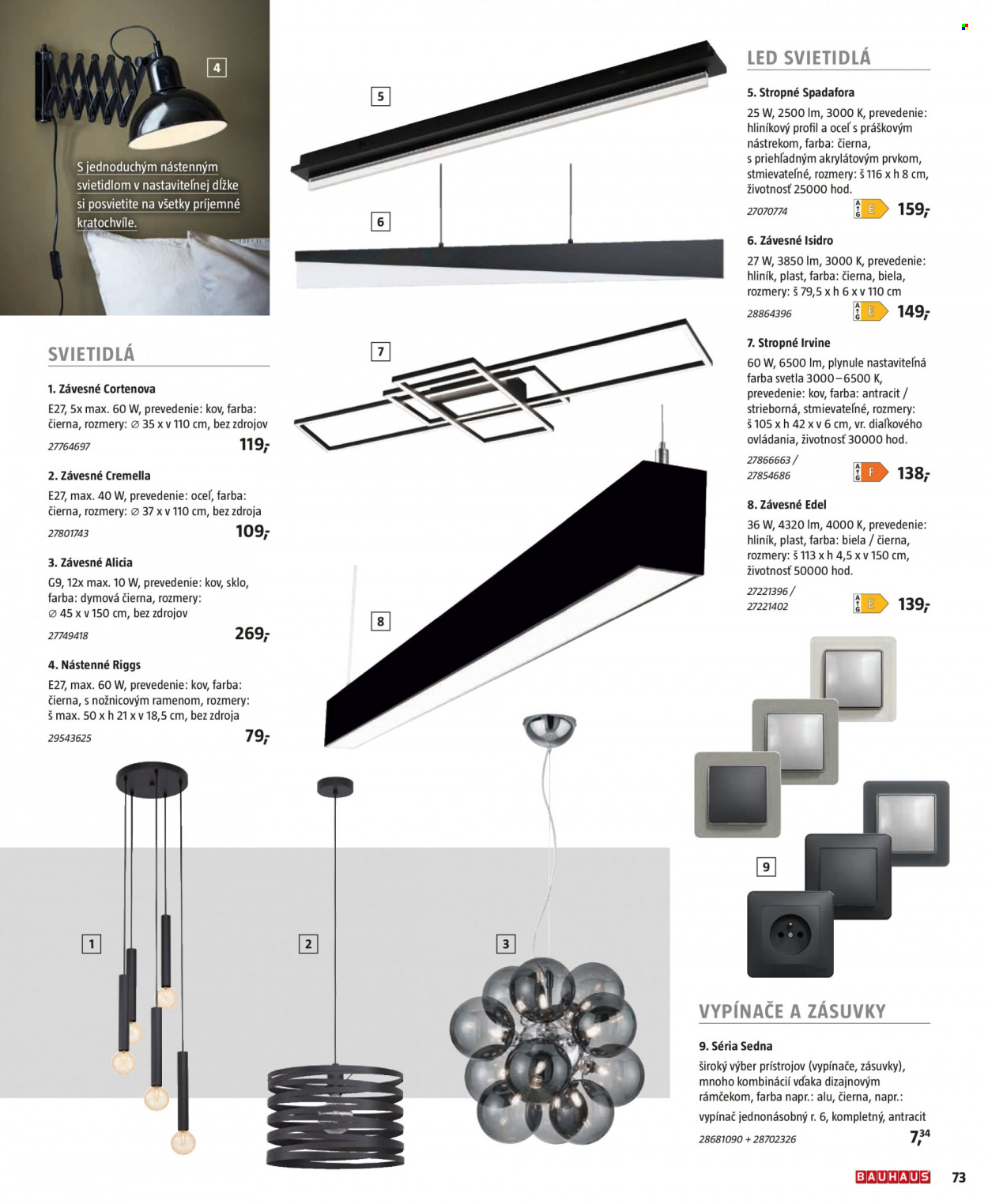 thumbnail - Leták Bauhaus - 5.11.2022 - 31.3.2023 - Produkty v akcii - svietidlo, vypínač. Strana 73.