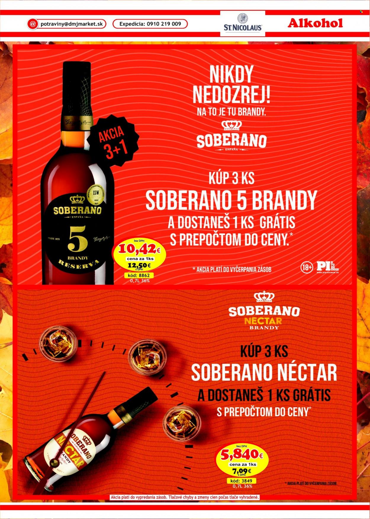 thumbnail - Leták DMJ market - 1.11.2022 - 30.11.2022 - Produkty v akcii - alkohol, brandy, St. Nicolaus, Soberano, Cien. Strana 37.