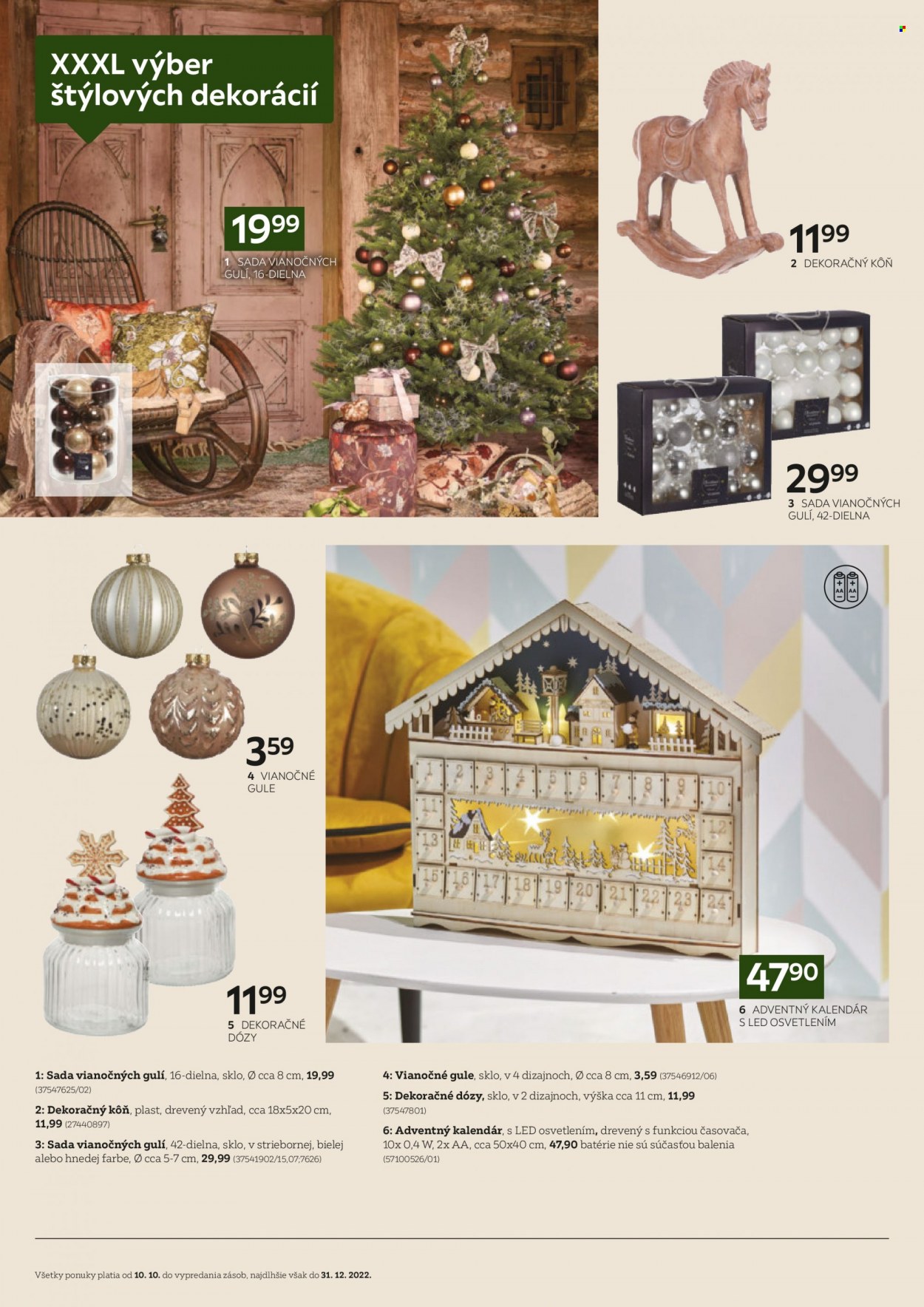 thumbnail - Leták XXXLutz - 10.10.2022 - 31.12.2022 - Produkty v akcii - dekorácie, hojdací koník, vianočná dekorácia, vianočné gule, dóza, adventný kalendár. Strana 8.