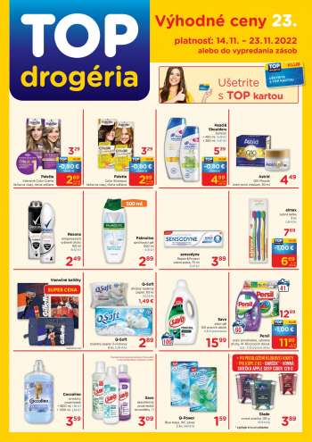 Leták TOP drogéria - 14.11.2022 - 23.11.2022.