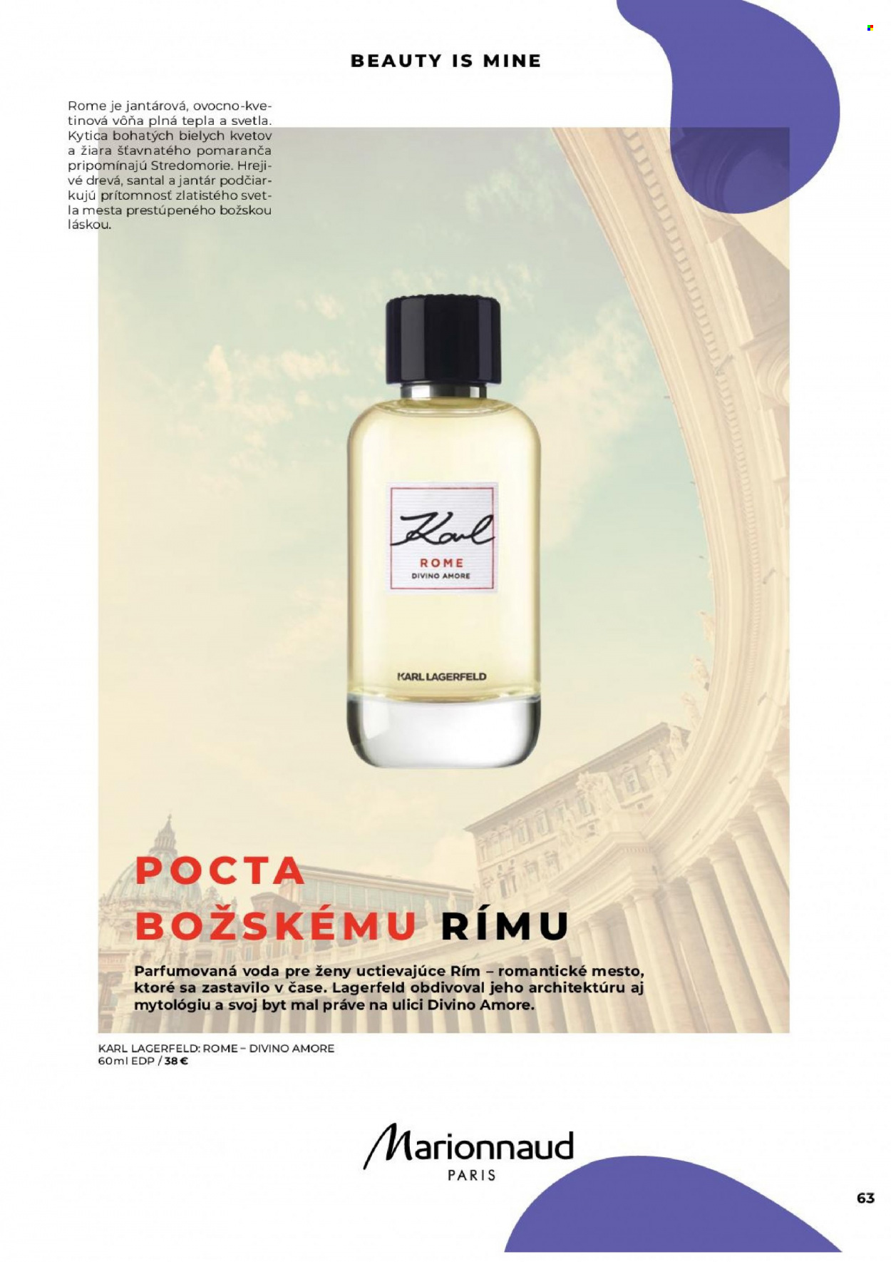 thumbnail - Leták Marionnaud - Produkty v akcii - parfum, vôňa, parfumová voda, Karl Lagerfeld. Strana 63.