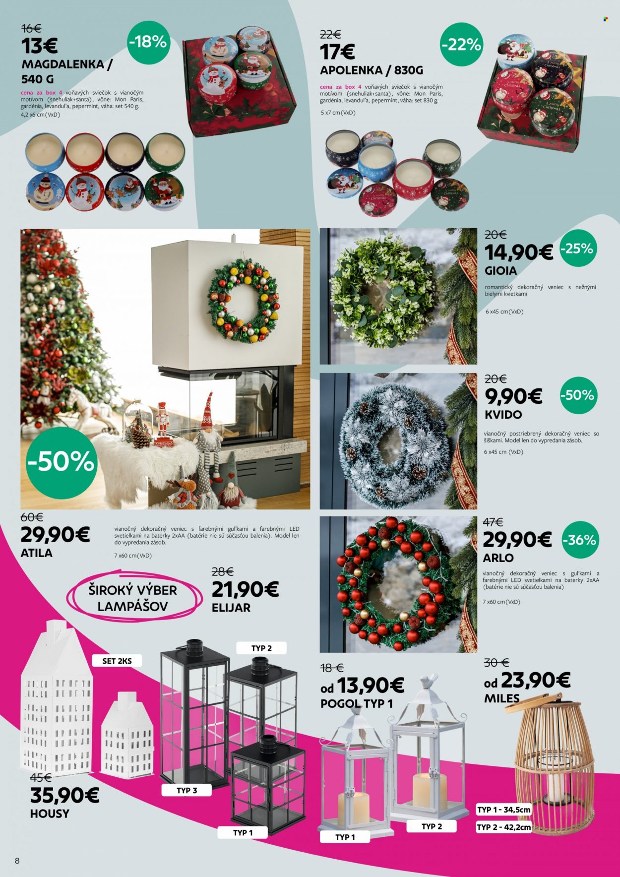 thumbnail - Leták Kondela - 9.11.2022 - 31.12.2022 - Produkty v akcii - vianočná dekorácia, veniec, Santa Claus. Strana 8.