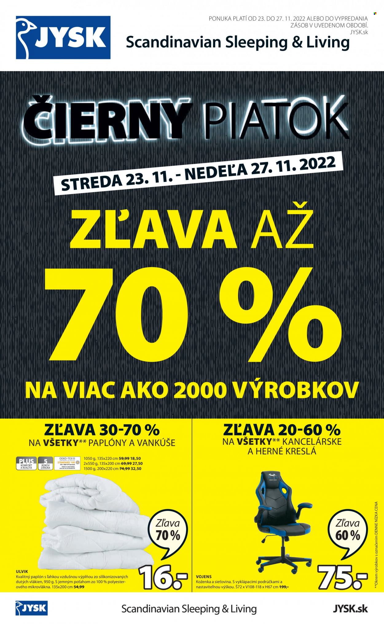 Leták JYSK - 23.11.2022 - 27.11.2022. Strana 1