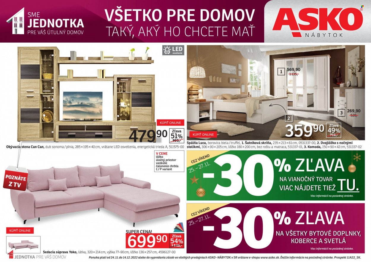 Leták Asko Nábytok - 24.11.2022 - 14.12.2022. Strana 1