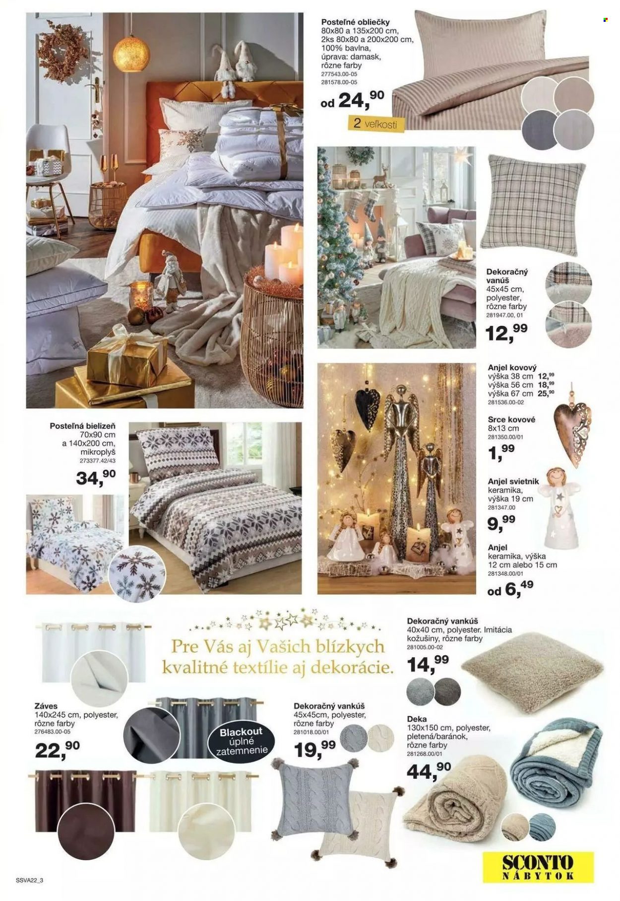 thumbnail - Leták Sconto nábytok - Produkty v akcii - deka, záves, posteľná bielizeň, svietnik, dekoračná figúrka, dekorácie, anjel. Strana 3.