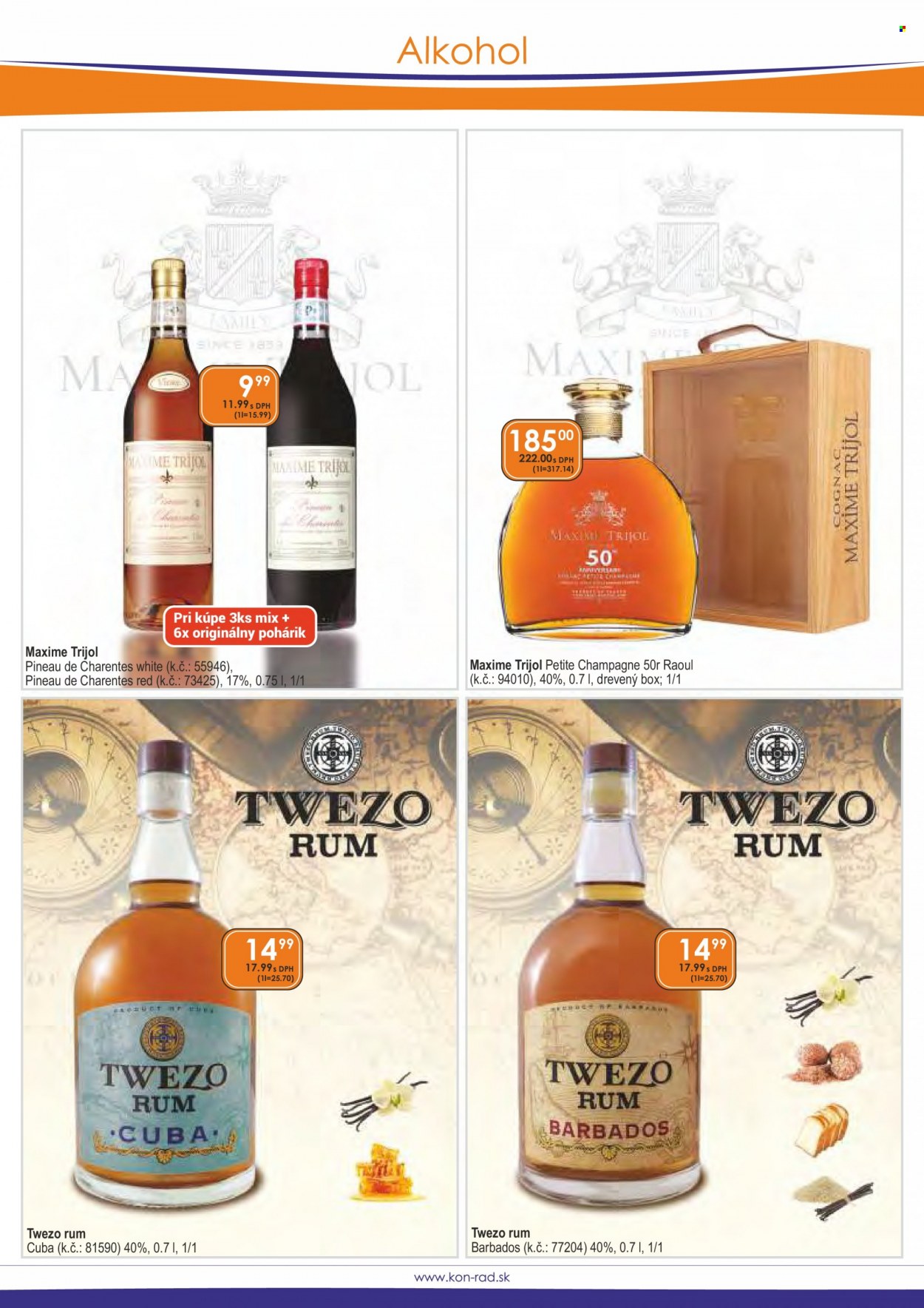 thumbnail - Leták KON-RAD - 1.12.2022 - 31.12.2022 - Produkty v akcii - šampanské víno, alkohol, rum, Twezo, Maxime Trijol. Strana 21.