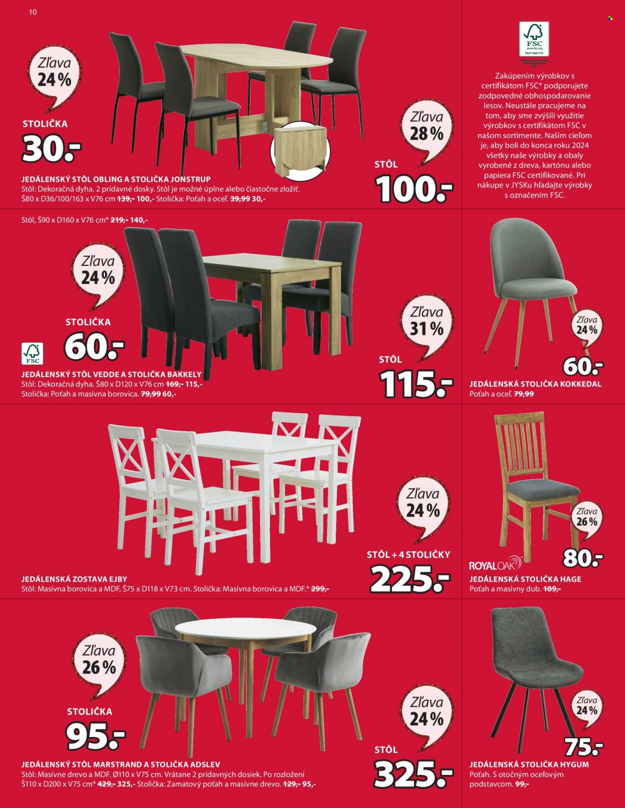 thumbnail - Leták JYSK - 7.12.2022 - 26.12.2022 - Produkty v akcii - jedálenská stolička, stolička, jedálenská zostava, jedálenský stôl, stôl. Strana 10.