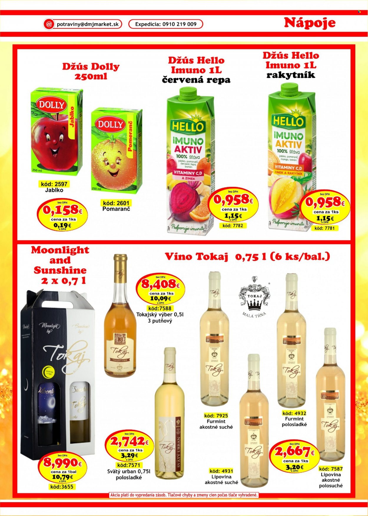 thumbnail - Leták DMJ market - 1.12.2022 - 31.1.2023 - Produkty v akcii - džús, Hello, pomarančový džus, víno, tokajské víno, alkohol, Cien. Strana 31.