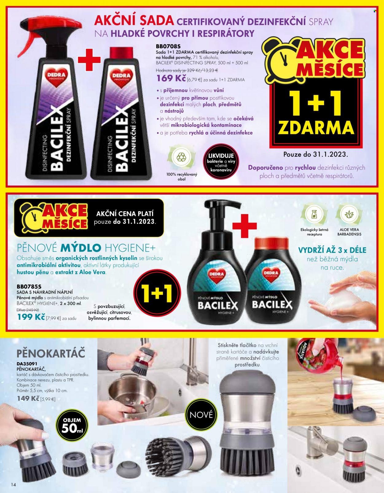 thumbnail - Leták Dedra - 23.12.2022 - 24.3.2023 - Produkty v akcii - tekuté mydlo, mydlo. Strana 14.