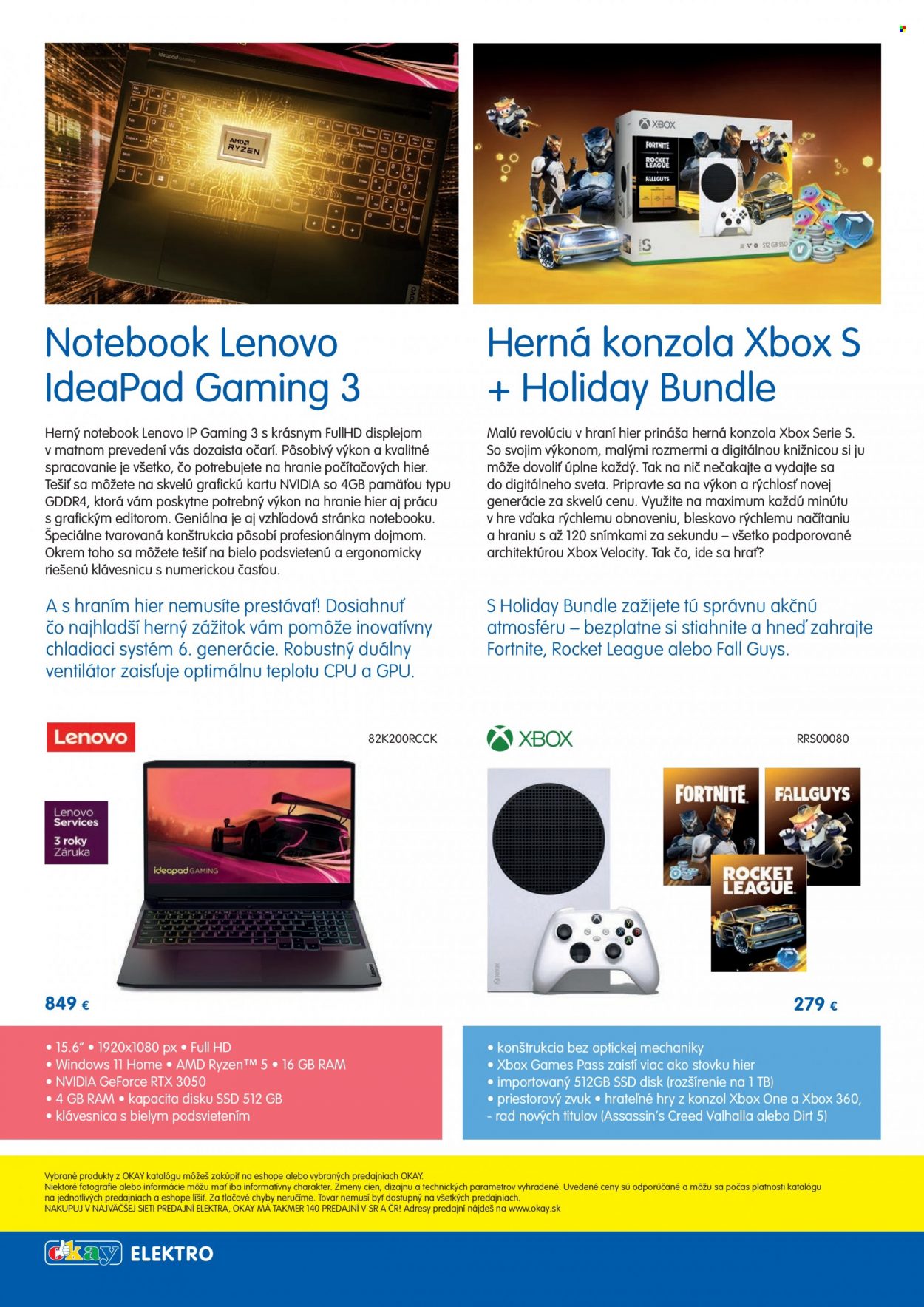 thumbnail - Leták Okay - 6.12.2022 - 15.3.2023 - Produkty v akcii - konzola, Lenovo, notebook, Xbox One, herná konzola, herný notebook, Xbox, ventilátor. Strana 24.