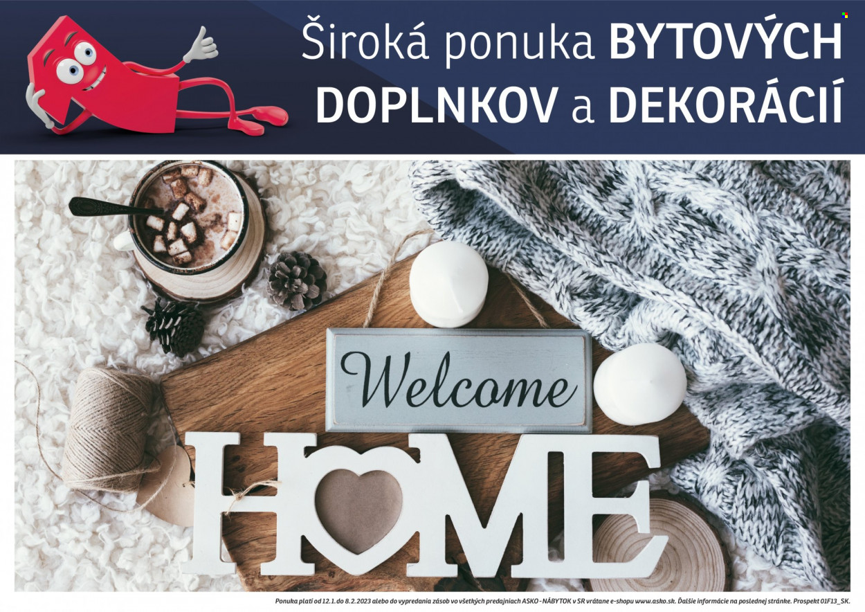Leták Asko Nábytok - 12.1.2023 - 8.2.2023. Strana 1