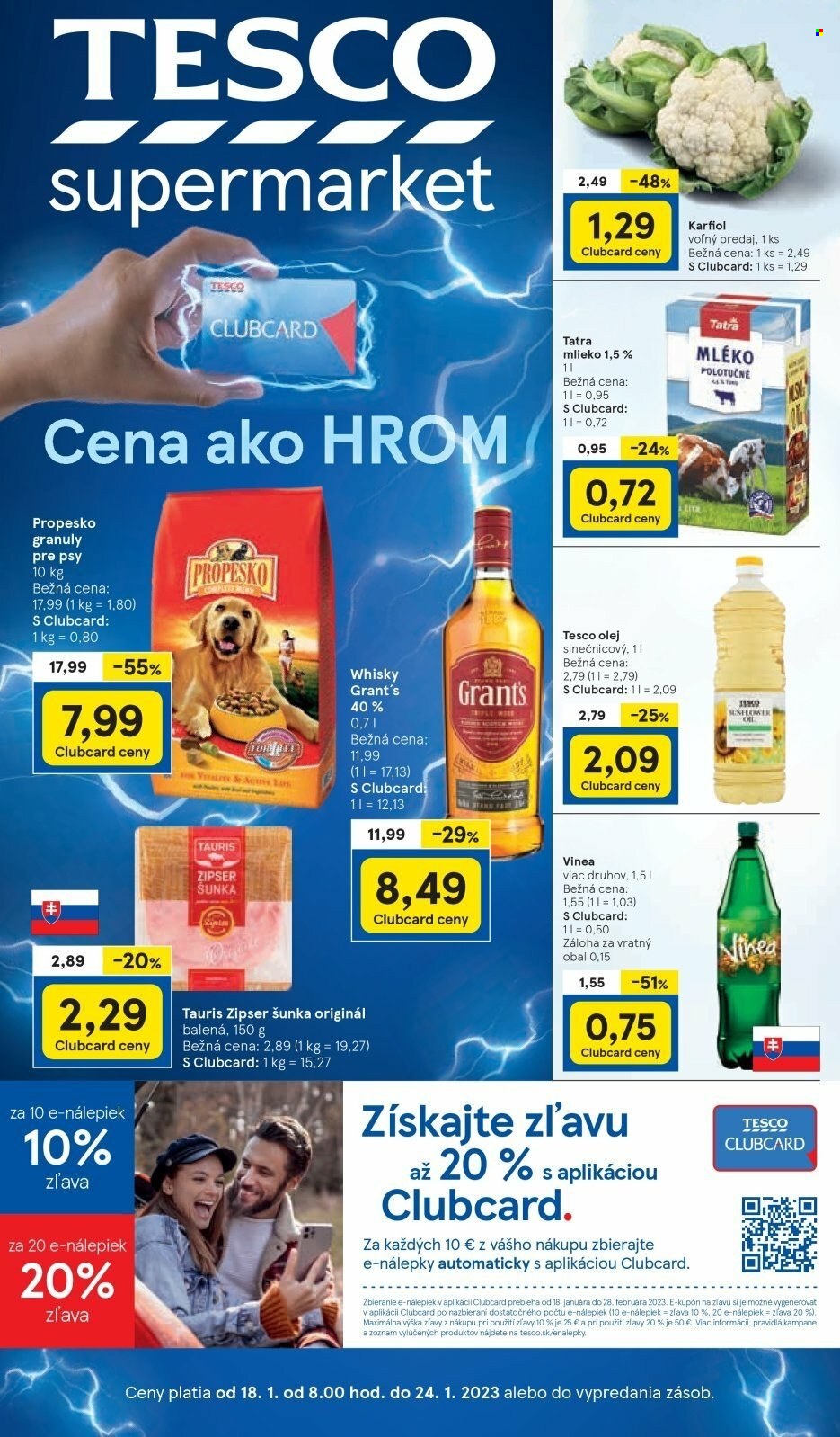 Leták TESCO supermarket - 18.1.2023 - 24.1.2023. Strana 1
