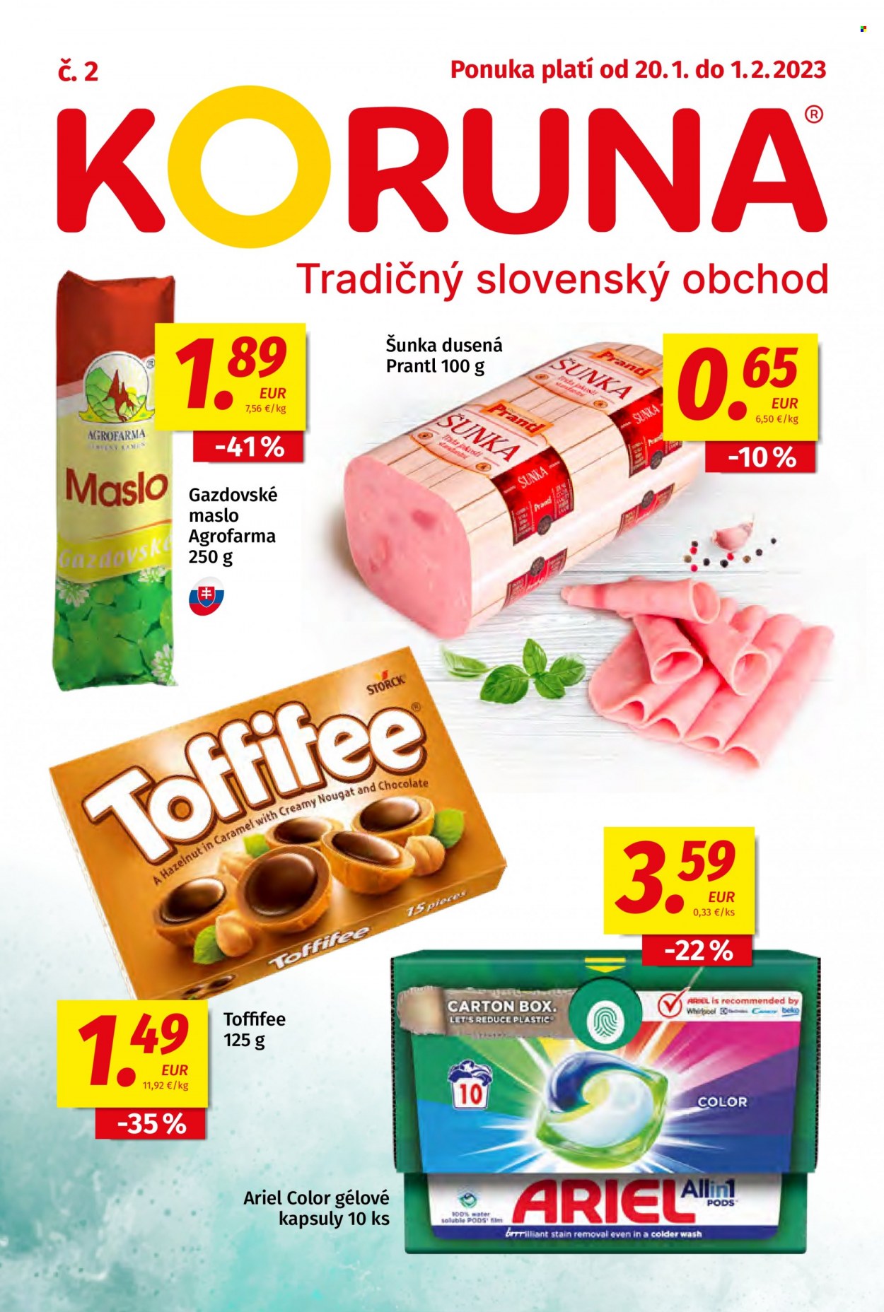 Leták Potraviny KORUNA - 20.1.2023 - 1.2.2023. Strana 1
