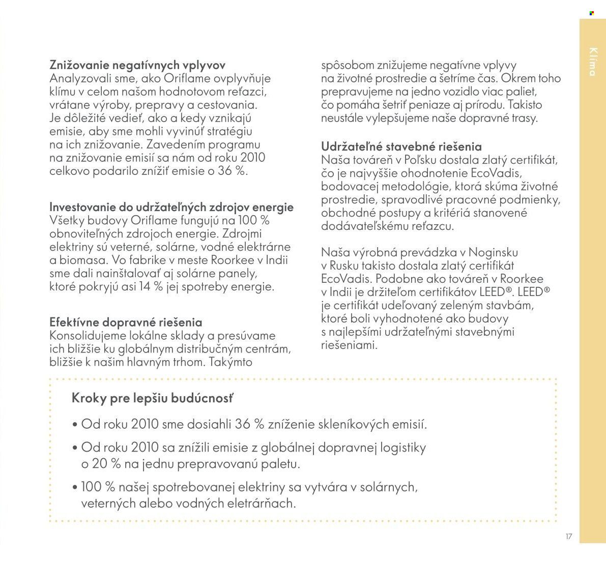 Leták Oriflame. Strana 17