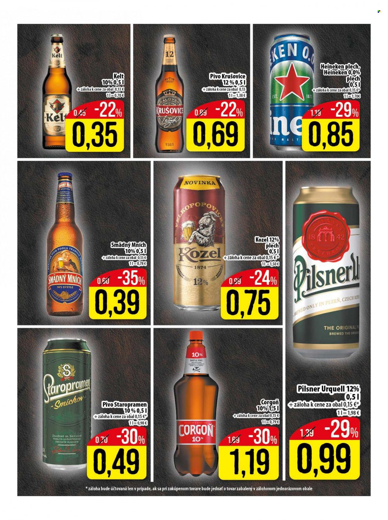 thumbnail - Leták Klas - 31.1.2023 - 5.2.2023 - Produkty v akcii - alkohol, Pilsner Urquell, Smädný mních, Kelt, Staropramen, Krušovice, Corgoň, Velkopopovický Kozel, svetlé pivo, Heineken, pivo. Strana 17.