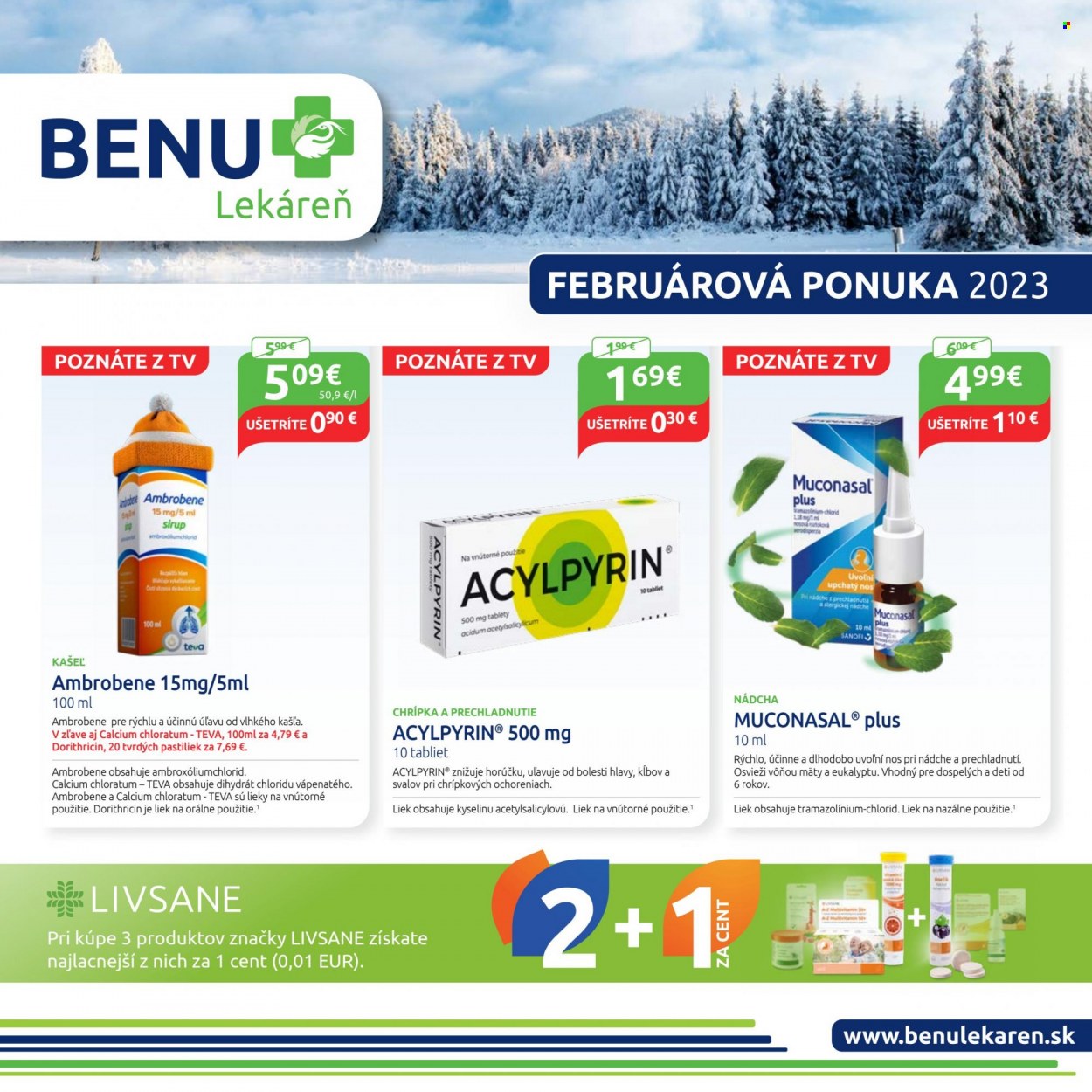 Leták BENU Lekáreň - 1.2.2023 - 28.2.2023. Strana 1