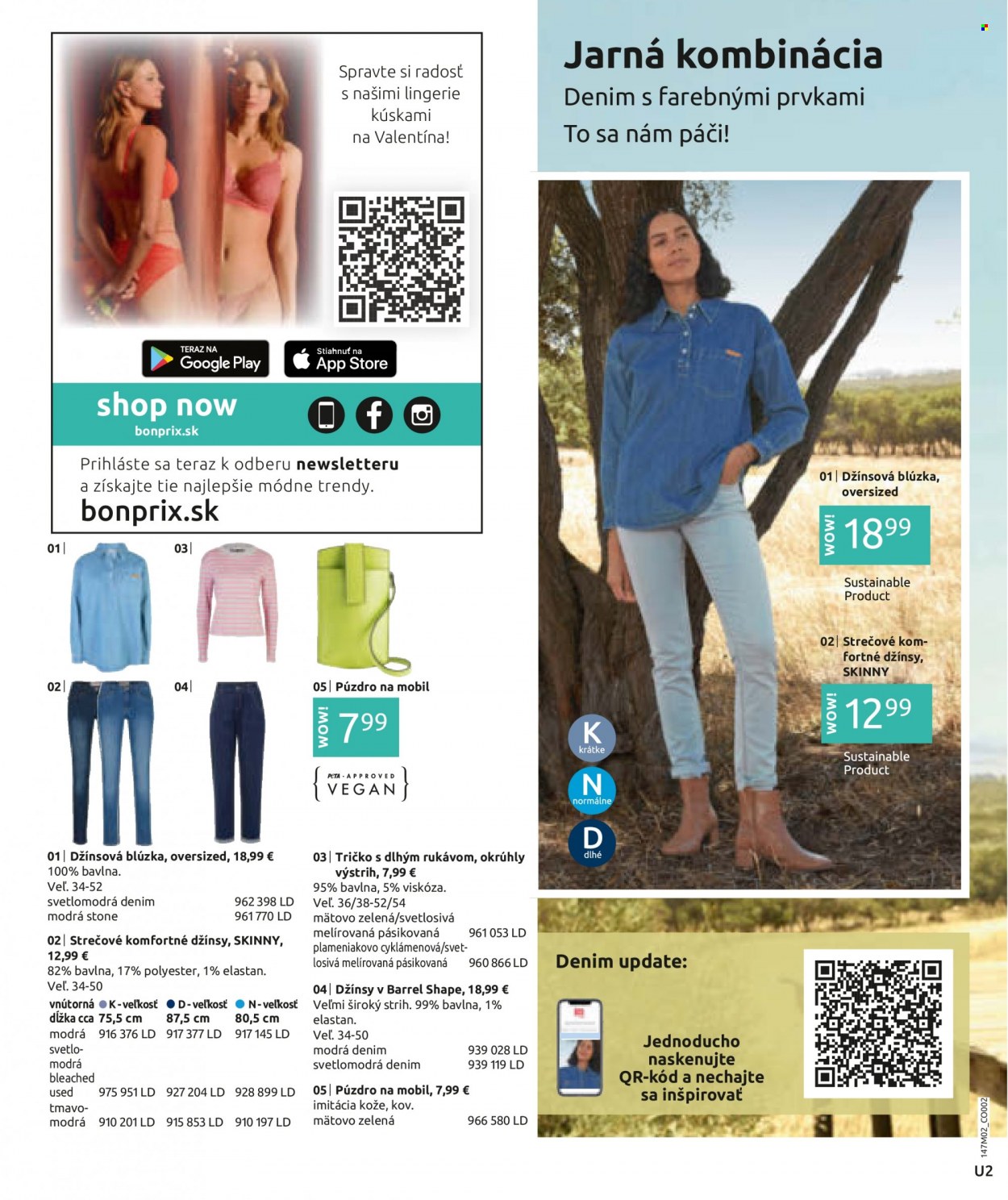 thumbnail - Leták Bonprix - 12.2.2023 - 24.5.2023 - Produkty v akcii - džínsy, strečové džínsy, nohavice, tričko, tričko s dlhým rukávom, blúzka. Strana 2.