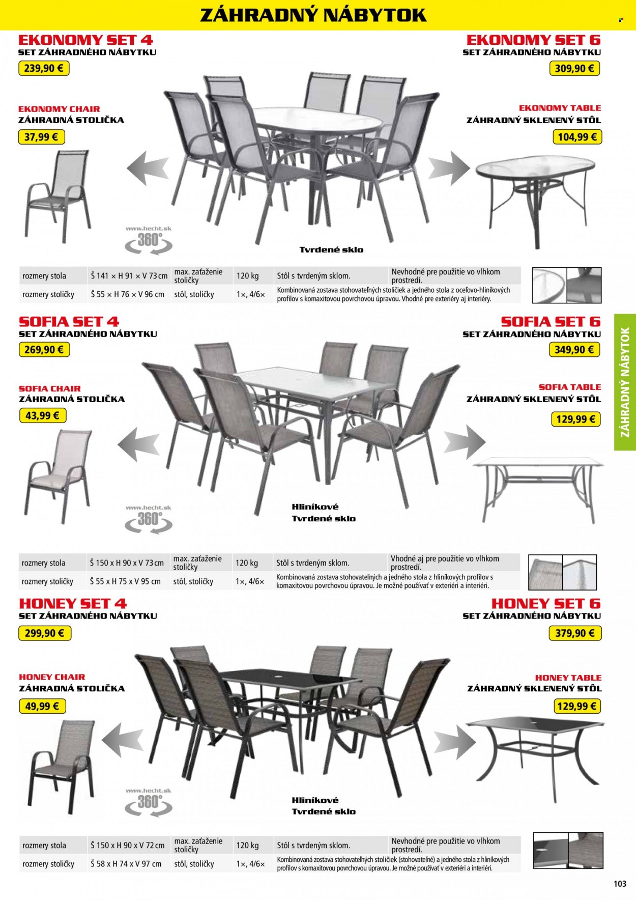 thumbnail - Leták Hecht - 20.2.2023 - 28.2.2024 - Produkty v akcii - Hecht, zahradný nábytok, stôl, stolička, záhradná stolička. Strana 103.