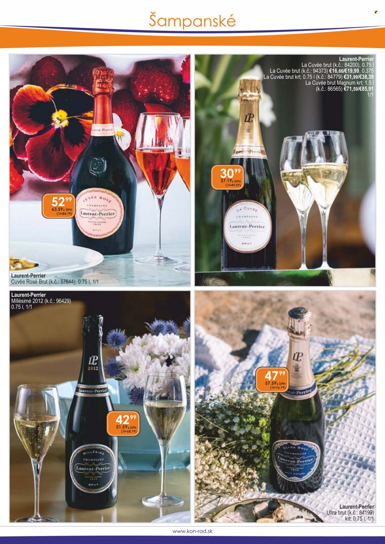 thumbnail - Leták KON-RAD - 1.3.2023 - 31.3.2023 - Produkty v akcii - Magnum, zmrzlina, Perrier, Laurent-Perrier, víno, šampanské víno, alkohol, Cuvée. Strana 26.