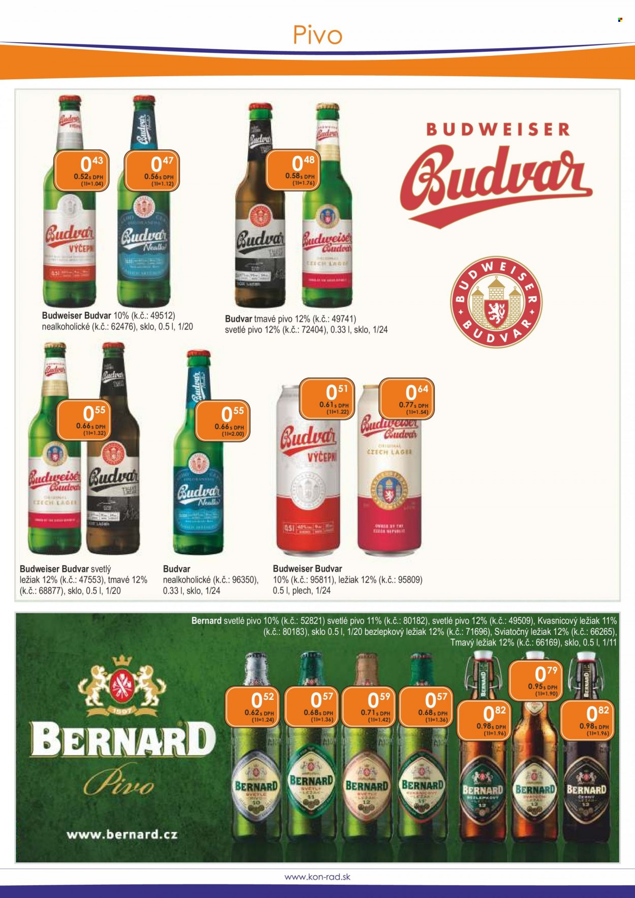 thumbnail - Leták KON-RAD - 1.3.2023 - 31.3.2023 - Produkty v akcii - alkohol, Budvar, ležiak, svetlý ležiak, svetlé pivo, tmavé pivo, pivo, Bernard. Strana 35.