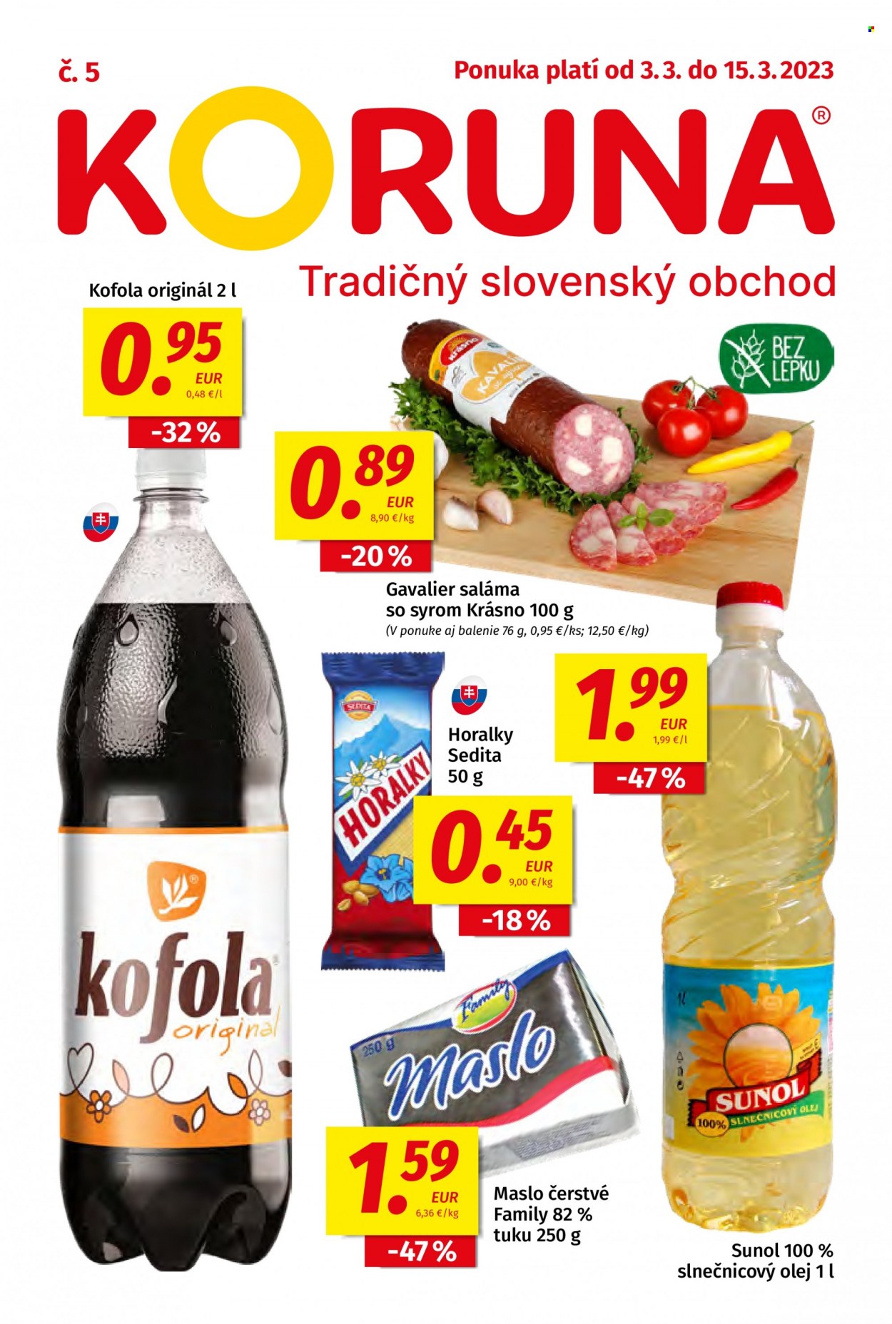 Leták Potraviny KORUNA - 3.3.2023 - 15.3.2023. Strana 1