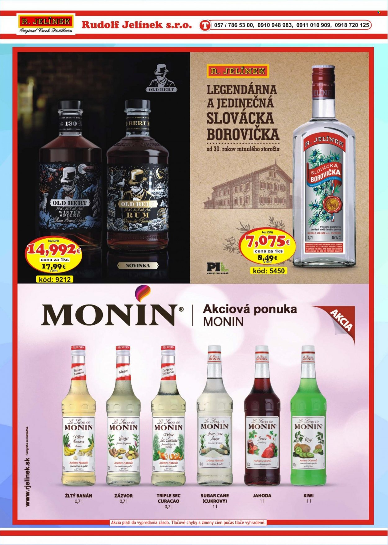 thumbnail - Leták DMJ market - Produkty v akcii - zázvor, kiwi, alkohol, borovička, rum, R. Jelínek, Cien. Strana 34.