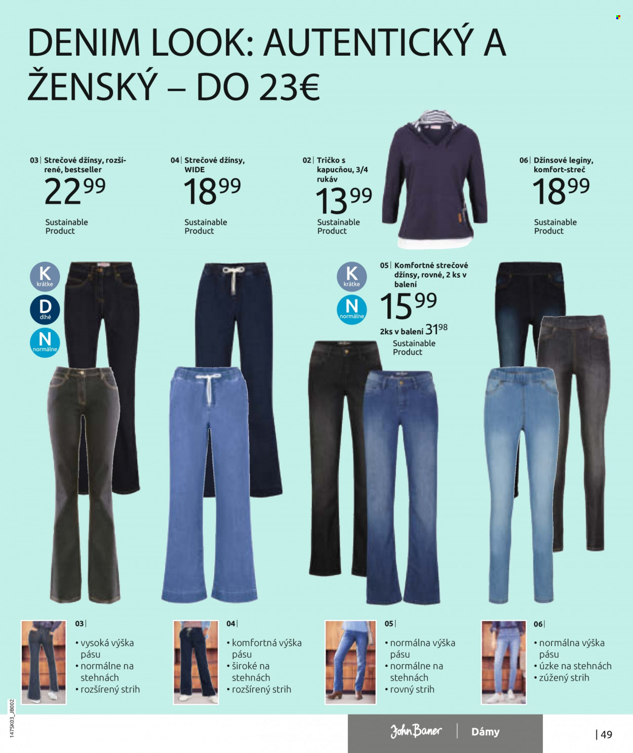 thumbnail - Leták Bonprix - 8.3.2023 - 6.6.2023 - Produkty v akcii - džínsy, strečové džínsy, nohavice, tričko, legíny. Strana 51.