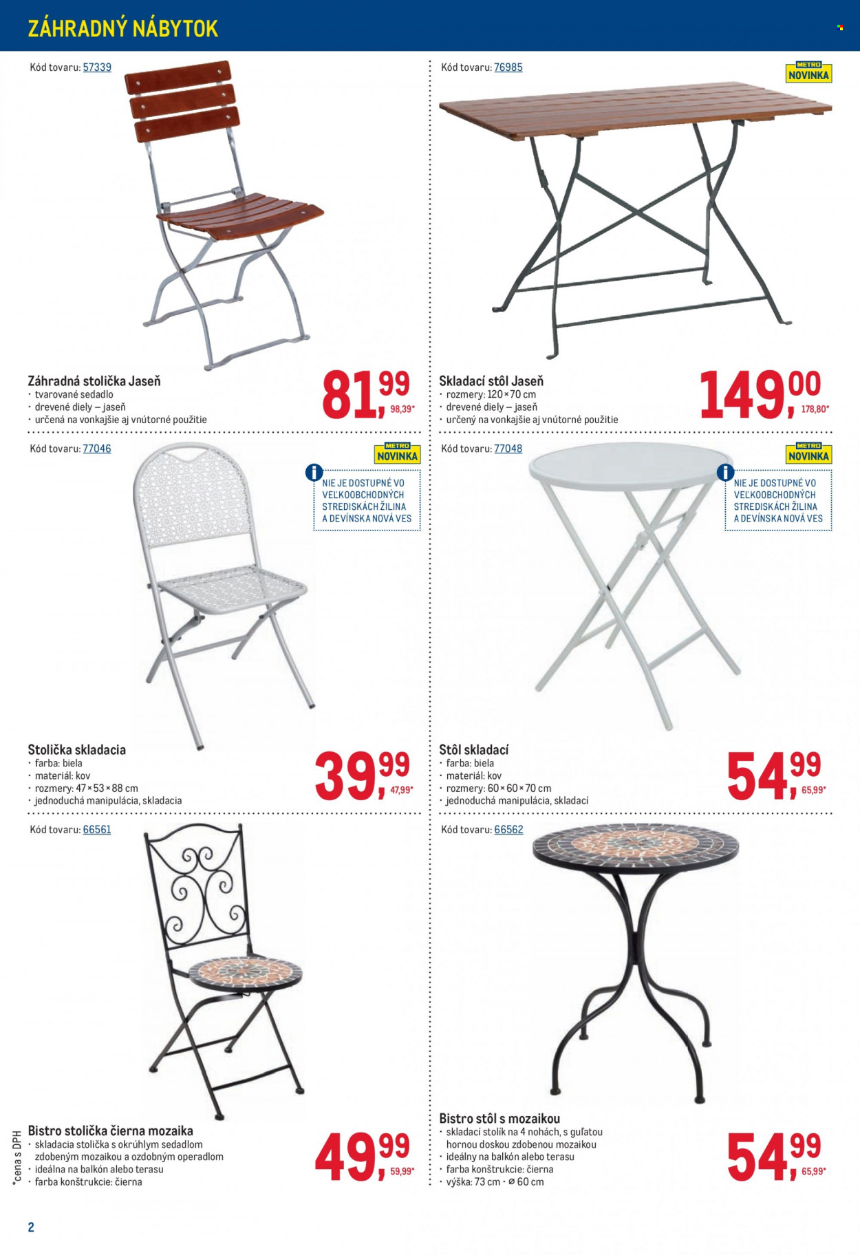 thumbnail - Leták Metro - 15.3.2023 - 11.4.2023 - Produkty v akcii - stôl, rozkladací stôl, stolička, skladacia stolička, stolík, zahradný nábytok, záhradná stolička, mozaika. Strana 2.