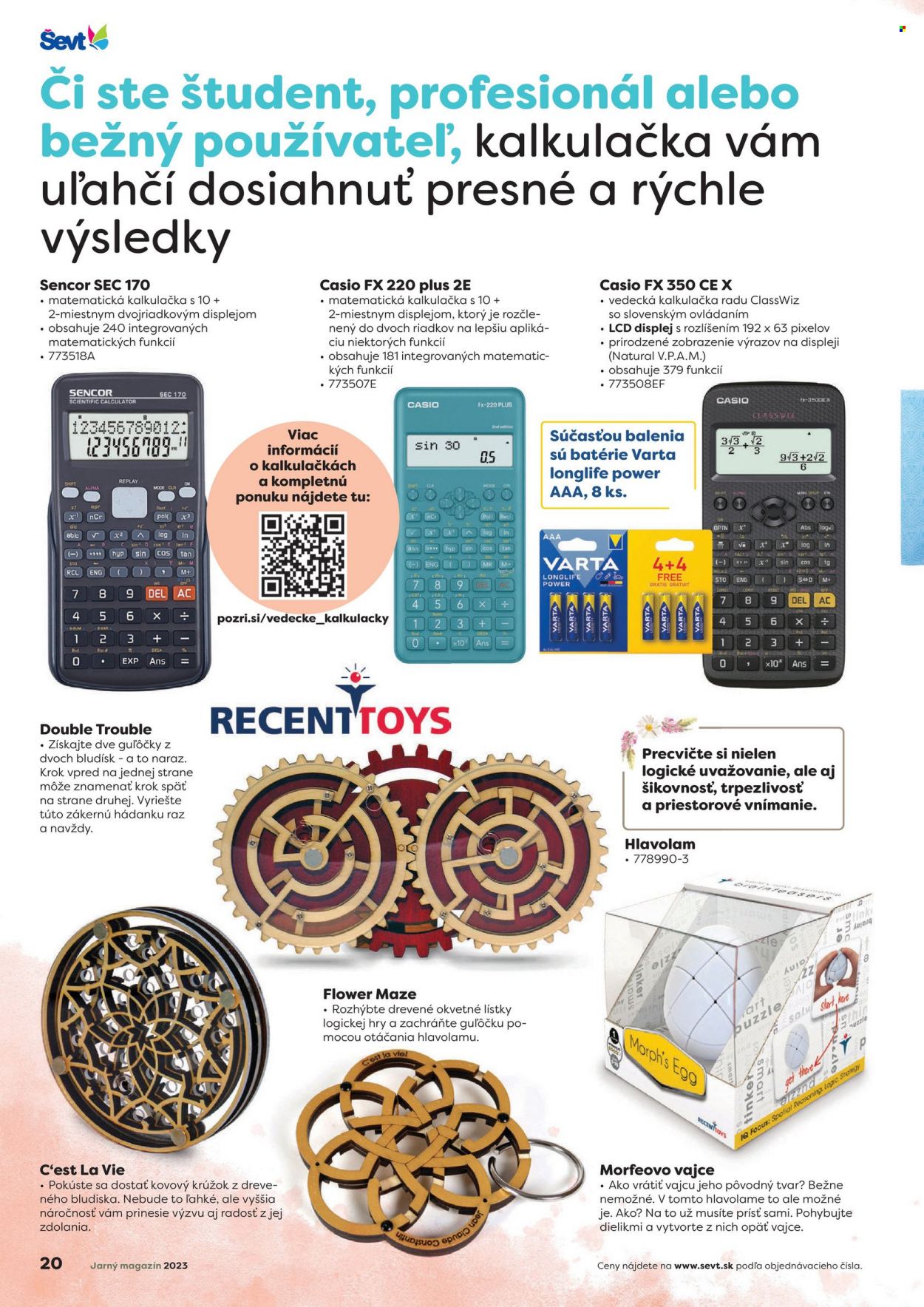 thumbnail - Leták Ševt - Produkty v akcii - kalkulačka, vedecká kalkulačka, Replay. Strana 19.