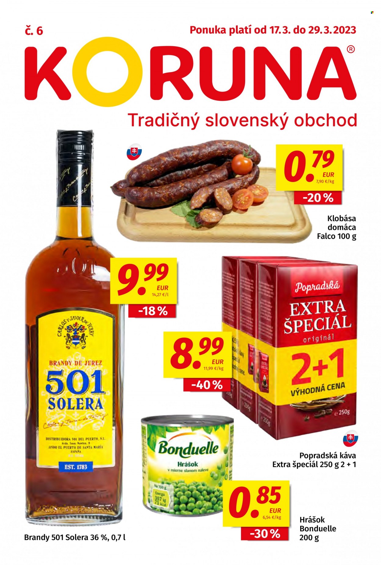 Leták Potraviny KORUNA - 17.3.2023 - 29.3.2023. Strana 1
