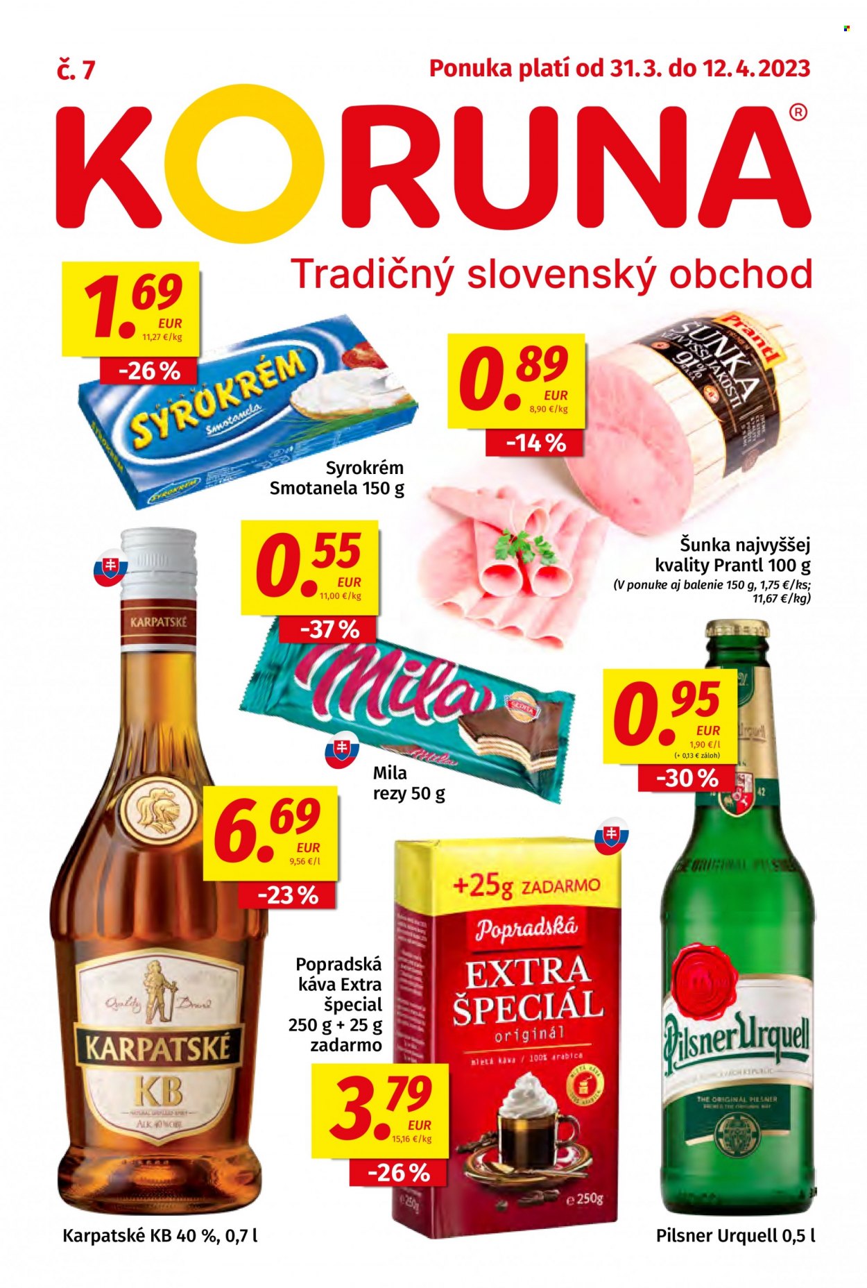Leták Potraviny KORUNA - 31.3.2023 - 12.4.2023. Strana 1
