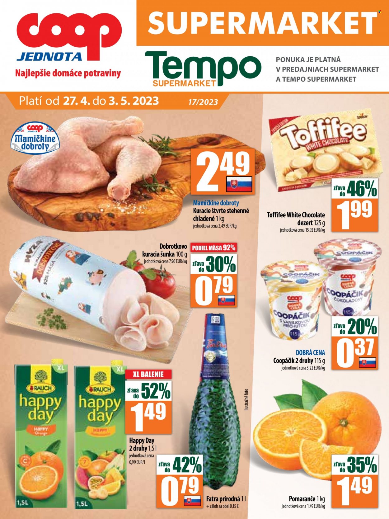 Leták COOP Jednota - 27.4.2023 - 3.5.2023. Strana 1