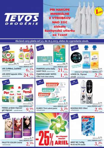 Leták Tevos Drogérie - 3.5.2023 - 16.5.2023.